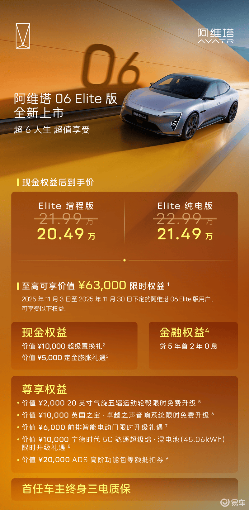 阿维塔06Elite版正式上市限时权益价2049万起